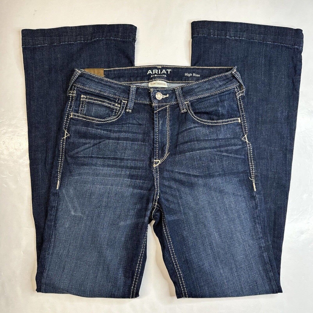 Ariat High Rise Slim Trouser Jeans 29 Denim Dark Blue Bootcut Flared Western